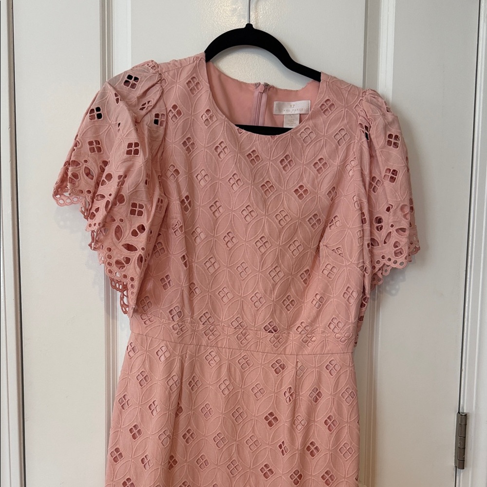 Blush Eyelet Lace Midi Dress - Pink